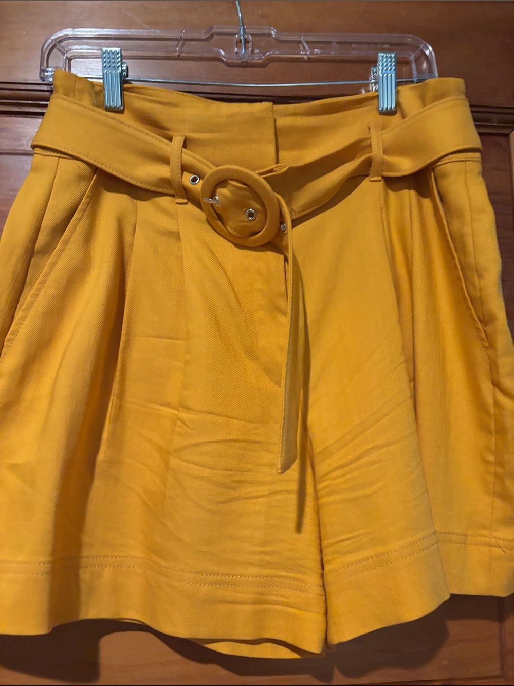 White House Black Market Bright Orange Tailored High-Waist Shorts with Belt